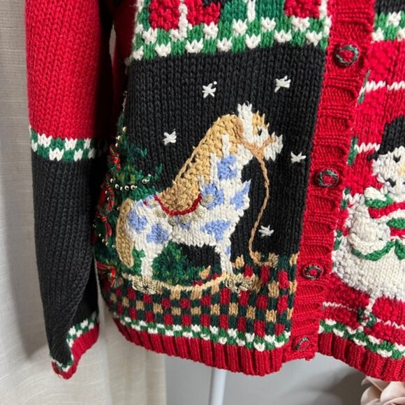 Y2K Vintage Heirloom Collectibles Christmas Sweater Knit Santa Nutcracker MEDIUM - Picture 6 of 12